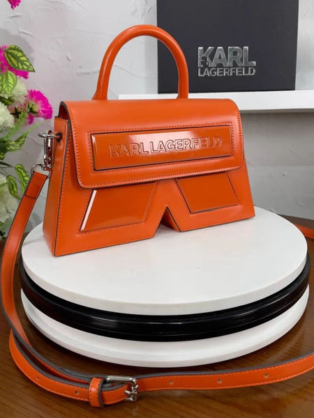 KA.RL LAGE.RFELD IKON K MEDIUM LEATHER HANDBAG