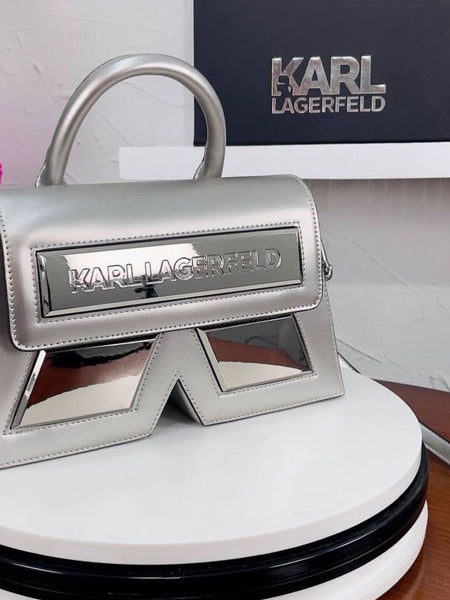 KA.RL LAGE.RFELD IKON K MEDIUM LEATHER HANDBAG