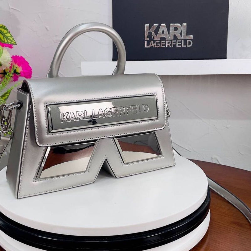 KA.RL LAGE.RFELD IKON K MEDIUM LEATHER HANDBAG