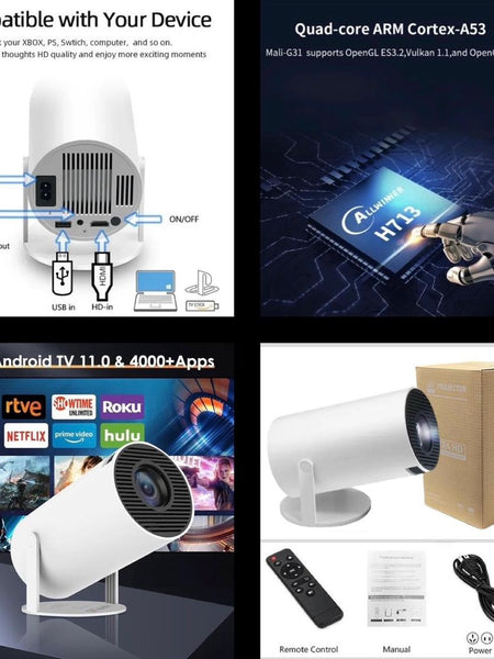 Sunlux™ Ultra HD Smart Projector with Inbuilt Android