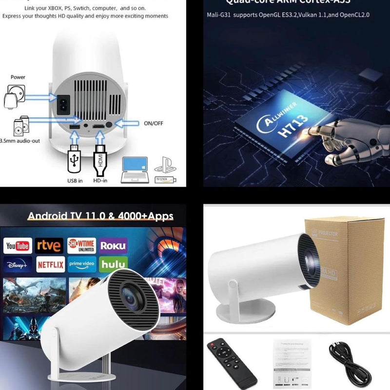 Sunlux™ Ultra HD Smart Projector with Inbuilt Android